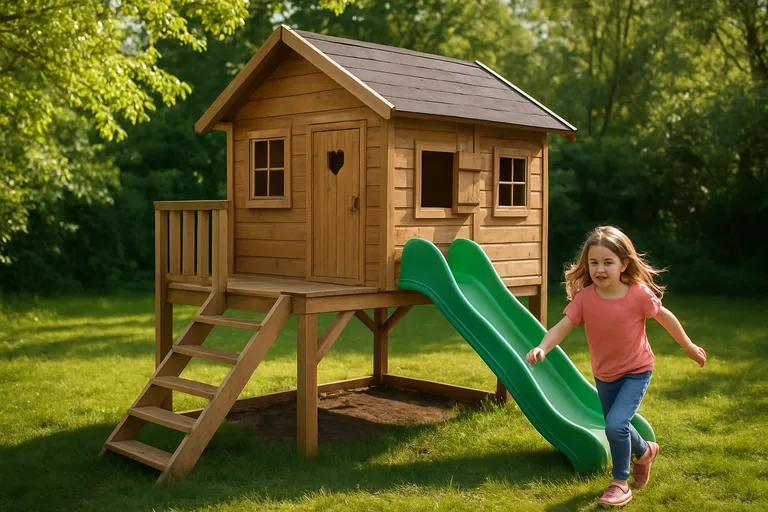 Laat fantasie en buitenpret groeien met een houten speelhuisje in je eigen tuin