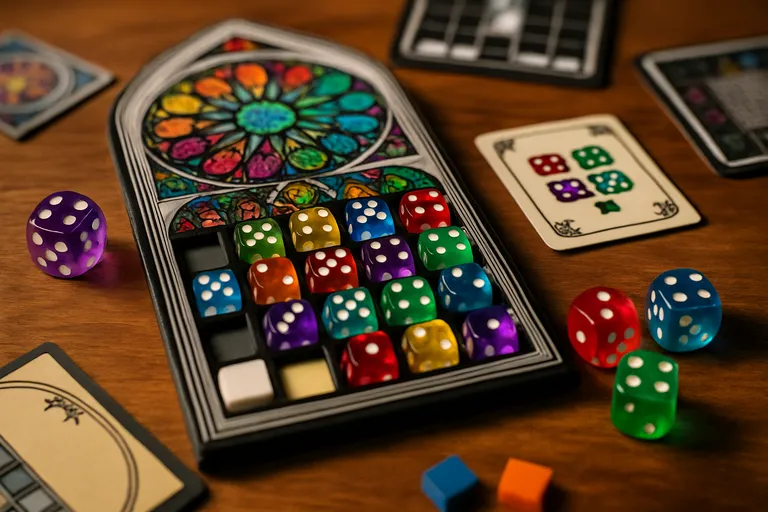 Laat je strategie en creativiteit schitteren in sagrada, het kleurrijke glas-in-lood dobbelspel